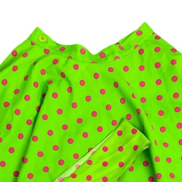 Green pink polkadot retro 50s 60s poodle skirt rock n roll Halloween costume OS - Picture 4 of 11